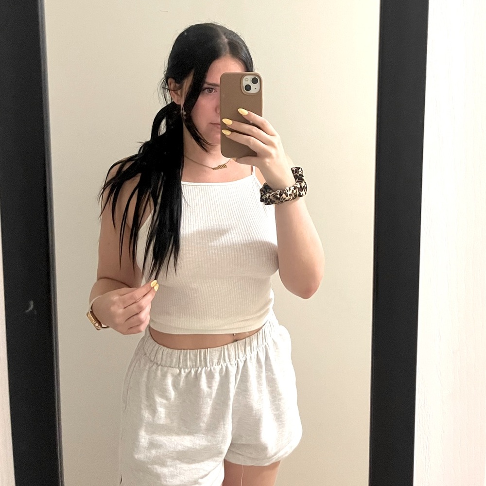 White Ribbed Halter Top